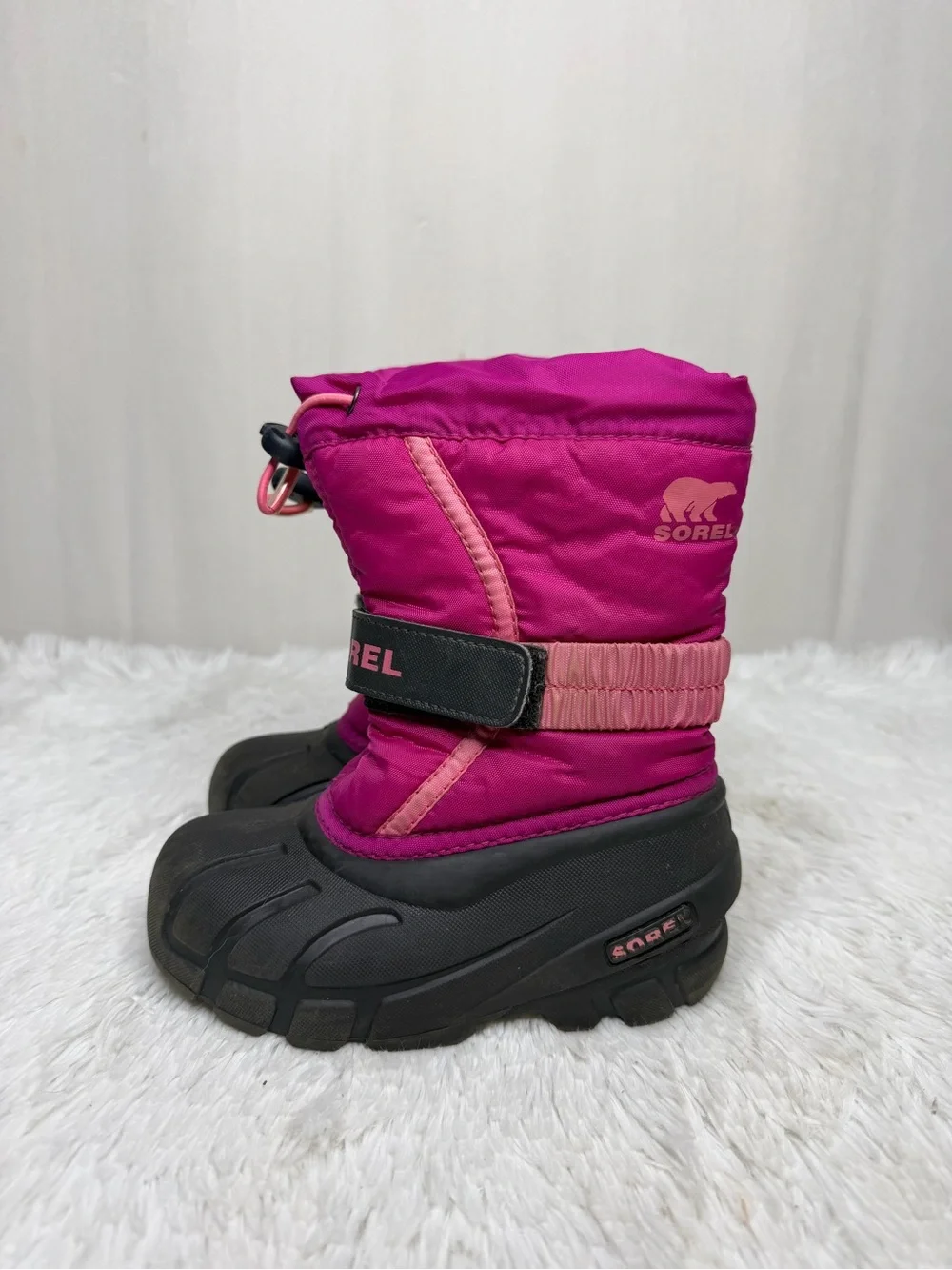 SOREL / Flurry Winter Snow Boots Black Pink Insulated Waterproof / 10 Toddler
